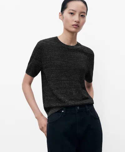 MANGO WOMEN'S SHORT-SLEEVED LUREX SWEATER