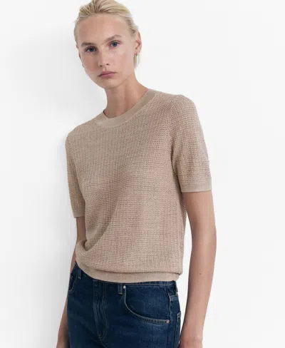 MANGO WOMEN'S SHORT-SLEEVED LUREX SWEATER