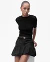 Mango Short-sleeved Openwork Knitted Sweater Black In Black