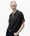 Shop Mango Women's Short-sleeved Satin Shirt In Black