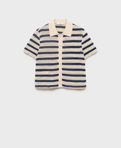 Mango Women's Short-sleeved Striped Cardigan In Neutral