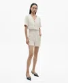 Mango Short-sleeved Tweed Jumpsuit Ecru In Ecru