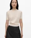 Mango Women's Short Sleeved Wool Jumper In Beige