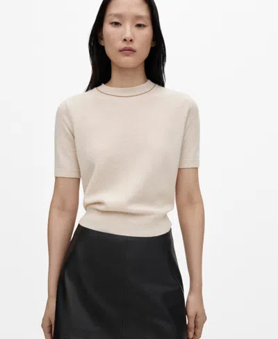 Mango Women's Short Sleeved Wool Jumper In Beige