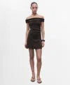 Mango Pleated Off The Shoulder Dress In Black