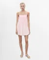 Mango Short Striped Balloon Effect Dress Pastel Pink In Pink
