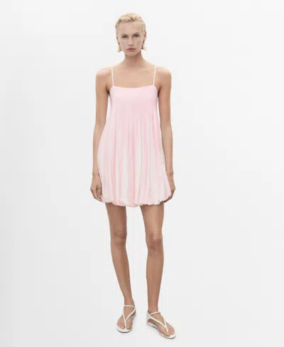 Mango Women's Short Striped Balloon Dress In Pink