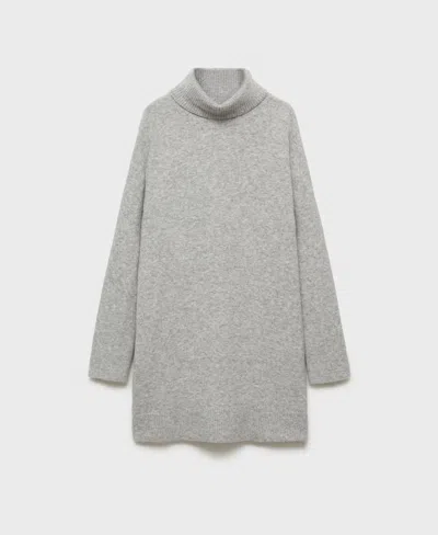 Mango Women's Short Turtleneck Knitted Dress In Medium Heather Gray