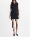 Mango Short Tweed Dress Dark Navy In Dark Navy