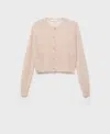 Mango Short Wool Cardigan In Beige