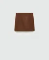 Mango Short Wool Skirt Brown In Brown