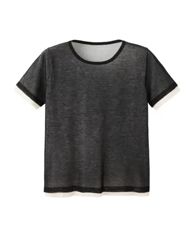 Mango Women's Short-sleeve Crewneck Pullover In Black