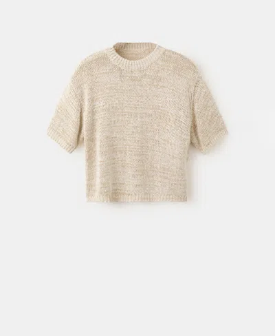 Mango Women's Short-sleeve Heathered Knit Sweater In Light Beige