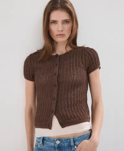 Mango Women's Short-sleeved Crochet Cardigan In Brown