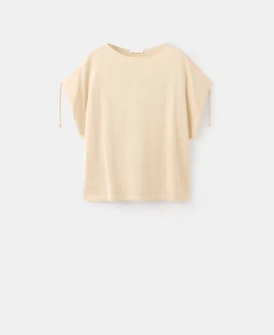 Mango Women's Short-sleeved Fine-knit Sweater In Sand