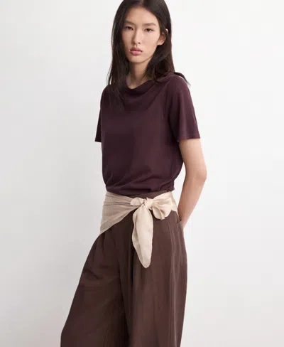 Mango Women's Short-sleeved Knitted Sweater In Burgundy