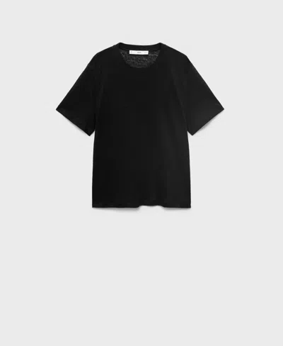 Mango Women's Short-sleeved Linen T-shirt In Black