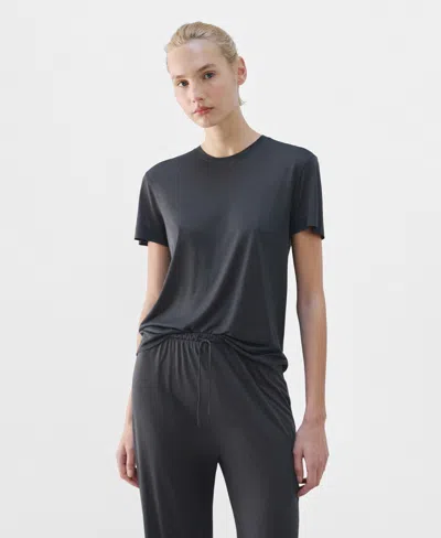 Mango Women's Short-sleeved Micro-modal Pajama Top In Blue