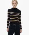 Mango Women's Shoulder Buttons Detail Striped Sweater In Medium Brown