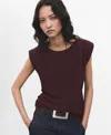 Mango Blouse Épaulettes Froncées Chocolat - Femme - 3xl -  In Burgundy