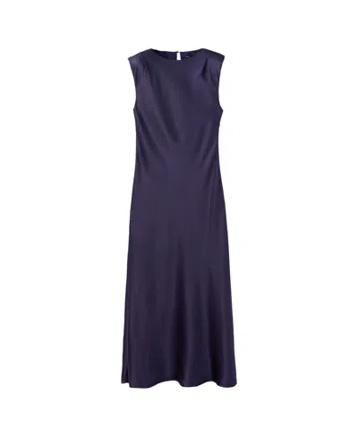 Mango Women's Shoulder Pads Satin Midi Dress In Night Blue