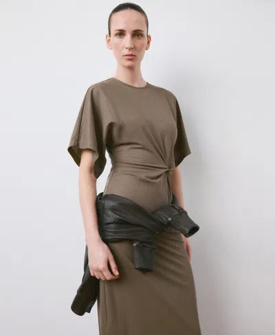 Mango Women's Side Gathered Details Dress In Brown