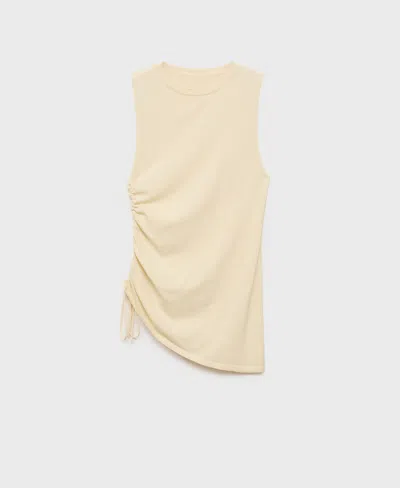 Mango Women's Side Gathered Knitted Top In Gray
