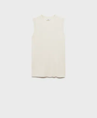 Mango Women's Side Openings Ribbed Top In White