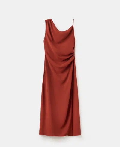 Mango Women's Side Ruched Asymmetric Dress In Red