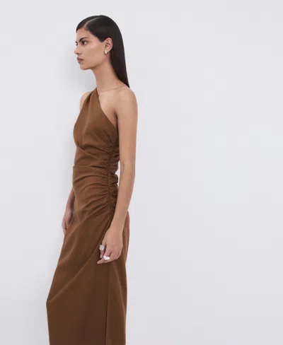 Mango Women's Side Slit Asymmetrical Dress In Brown