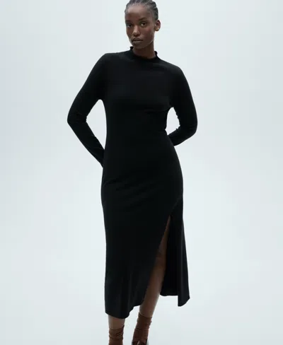 MANGO WOMEN'S SIDE SLIT KNIT DRESS