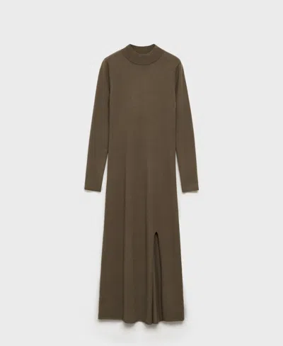 MANGO WOMEN'S SIDE SLIT KNIT DRESS