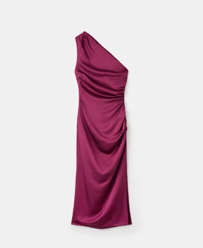 Mango Women's Side Slits Asymmetrical Satin Dress In Pink