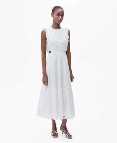 Mango Women's Side Slits Embroidered Dress