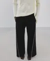 Mango Side Stripe Wide Leg Pants In Black