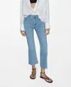 Mango Sienna Raw Hem Crop Flare Jeans In Medium Blue