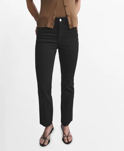 Mango Women's Sienna Flared Cropped Jeans In Black