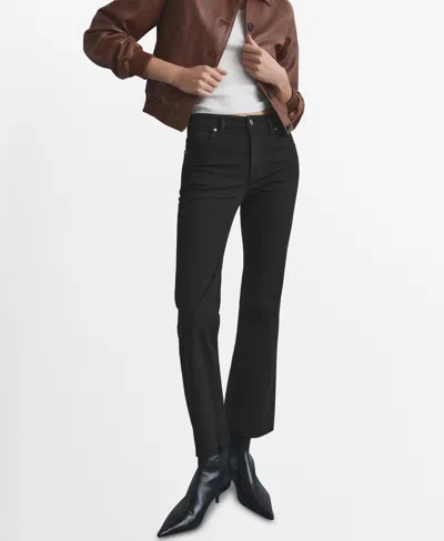 Mango Women's Sienna Flared Cropped Jeans In Black