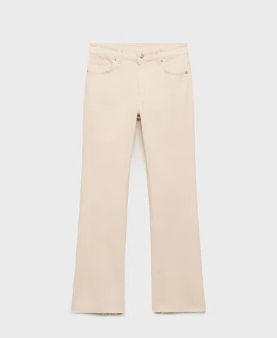 Mango Sienna Raw Hem Crop Flare Jeans In Neutral