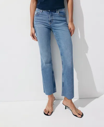 Mango Women's Sienna Flared Cropped Jeans In Open Blue