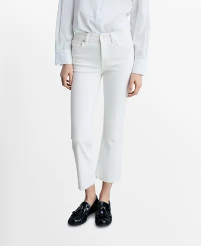 Mango Women's Sienna Flared Cropped Jeans In White