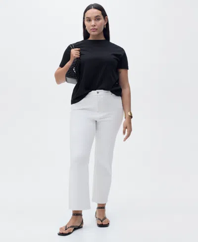 Mango Women's Sienna Flared Cropped Jeans In White