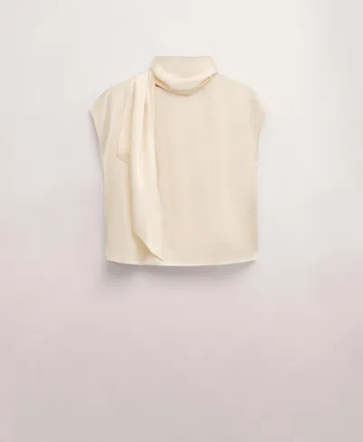 Mango Women's Silk Foulard Collar Blouse In Neutral