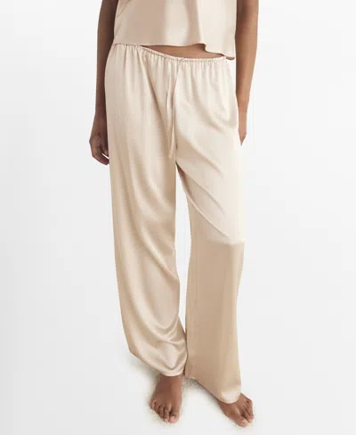 Mango Women's Silk Pajama Pants In Neutral