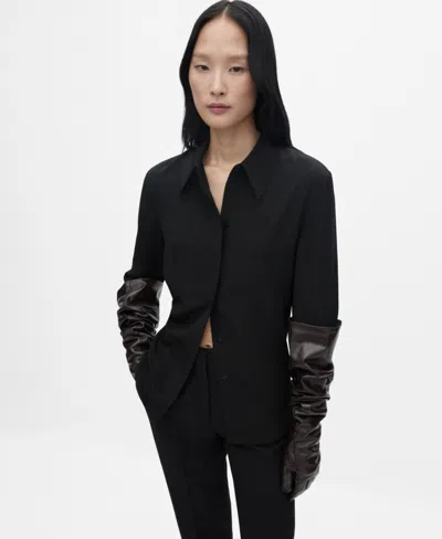 Mango Women's Silk Shirt In Black
