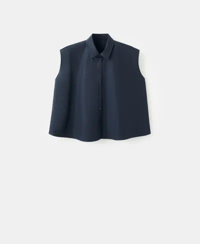 Mango Women's Sleeveless Cotton Shirt In Blue