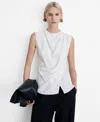 Mango Women's Sleeveless Draped Blouse Top In Off White