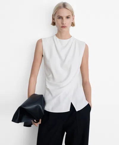 Mango Women's Sleeveless Draped Blouse Top In Off White