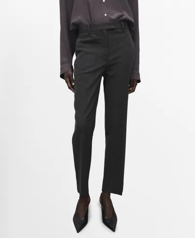 Mango Women's Slim Cropped Pinstripe Pants In Gray