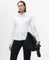 Mango Essential Stretch Poplin Button-up Shirt In Off White